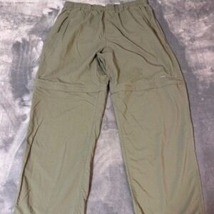 Columbia Omni-Shade Slip-On Green Hiking Cargo Pants Khaki Mens Size Large 30L